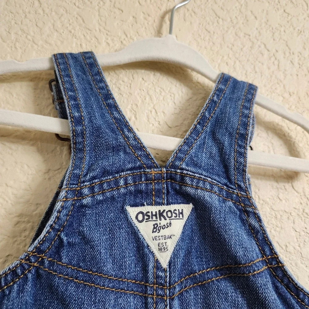 OshKosh Bgosh Baby 12M Blue Jean Denim Overall Dress‎ Jumper Dress Vestbak